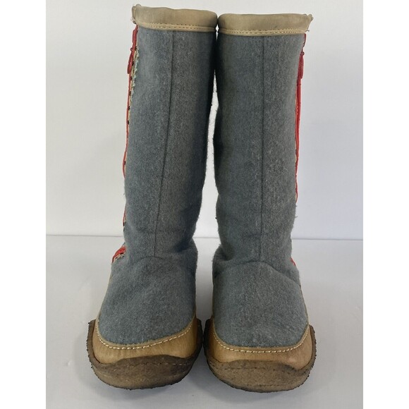 SOREL Boots Norquay Womens US 6 Gray Wool Leather Fleece Winter Lined Side Zip - Picture 7 of 11
